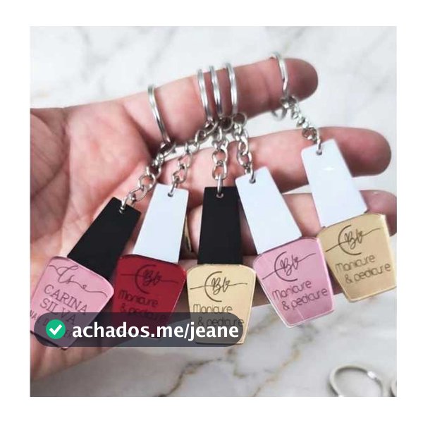kit chaveiro 10/30/50 em acrilico personalizado Nails designer/nails unhas esmalte com seu logo mimo, lembrancinha