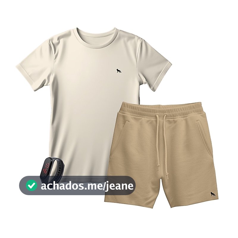 Kit Camiseta Masculina + Bermuda Moletom Várias Cores + Brinde