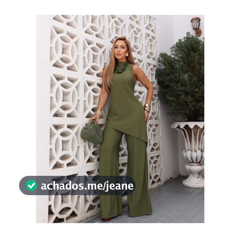 Conjunto Feminino Blusa Assimétrica Alongada  + Calça Pantalona Tecido Ana Ruga Elegante e Moderno