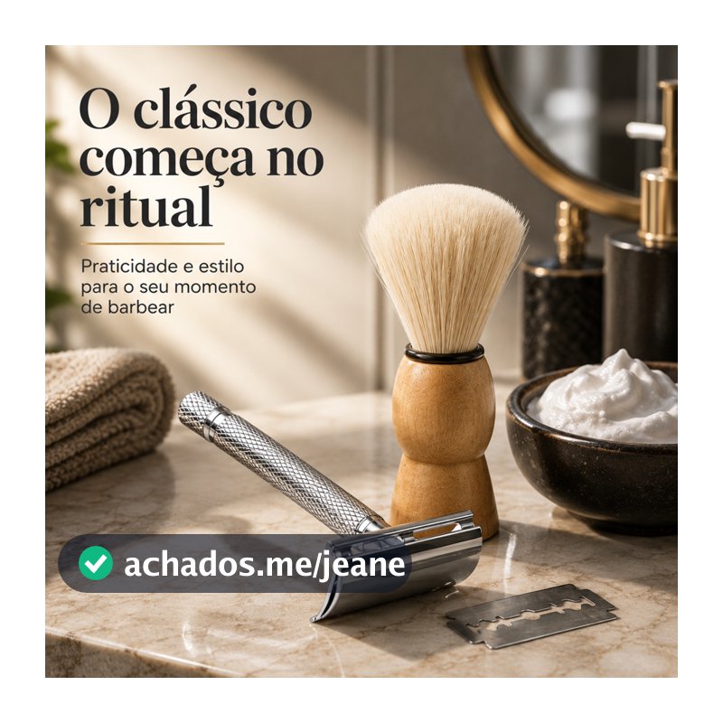 KIT BARBEAR MASCULINO APARELHO DE METAL + PINCEL E LÂMINA - RB