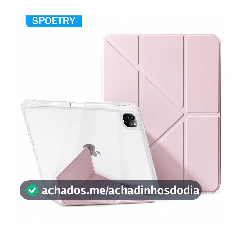 SPOETRY Capa Y Dobrar HD Acrílica c/ Slot Caneta Para iPad 9/8/7/10ª/Air 4/5/6/Pro 11" 2018/20/21/22 10.2" 10.9" 11"