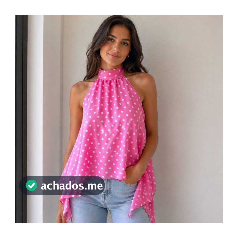 Blusa Feminina Bata Com Gola Alta Frente Única Poá