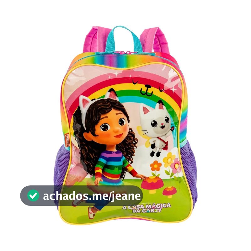 Mochila de Costa Escolar Infantil Casa Mágica Da Gabby Fadas - 14 L