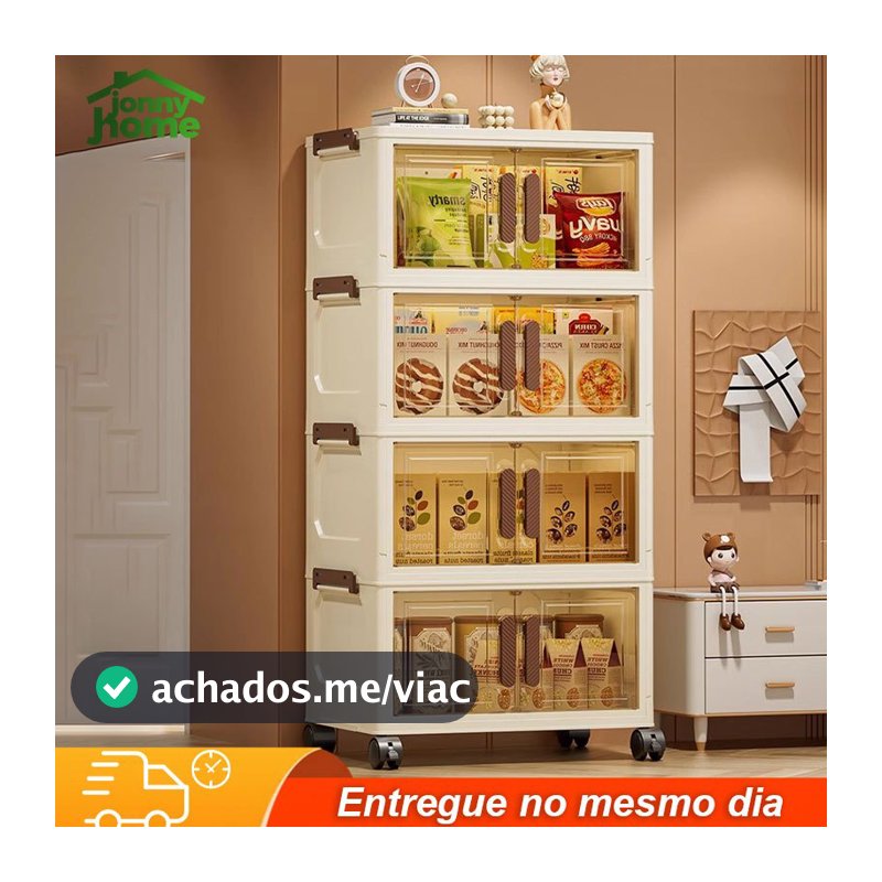 Caixa organizadora armario armazenamento dobrável empilhavel com porta rodinhas multiuso