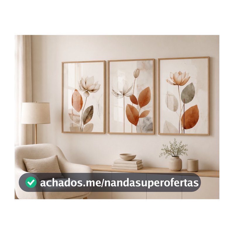 Quadro Decorativo Flores Tons Nude Pastéis Moldura e Vidro Sala Quarto Corredor