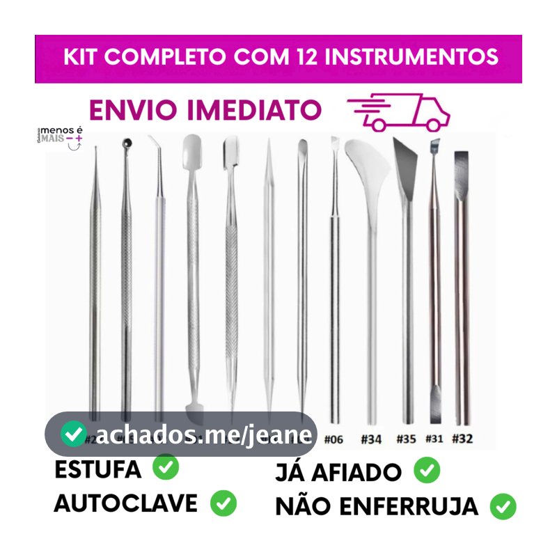 Kit Completo Com 12 Instrumentos Para Manicure Slim