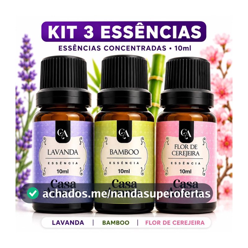 Kit 3 Essências Concentrada para Difusor LAVANDA, BAMBOO, FLOR DE CEREJEIRA,  aroma e fragância 10ml