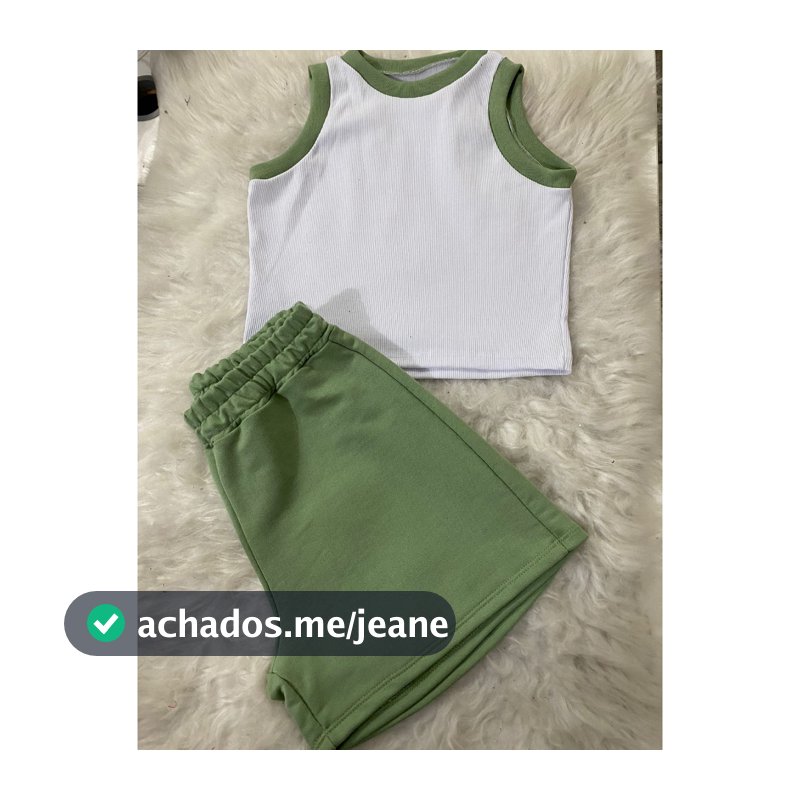 Conjunto  fabi shorts e moletinho e  cropped Ribana  moda feminina.