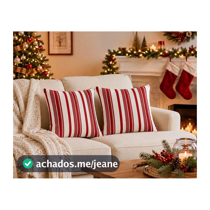 Kit 2 Capas de Almofada Natalina Listradas 44x44cm 27013 – Vencedor