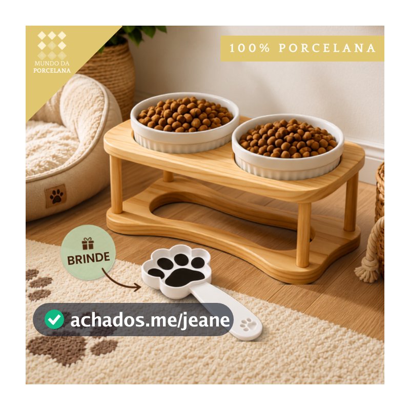 Comedouro Bebedouro Duplo Elevado Caes Cachorros Gatos Branco Verde Rosa