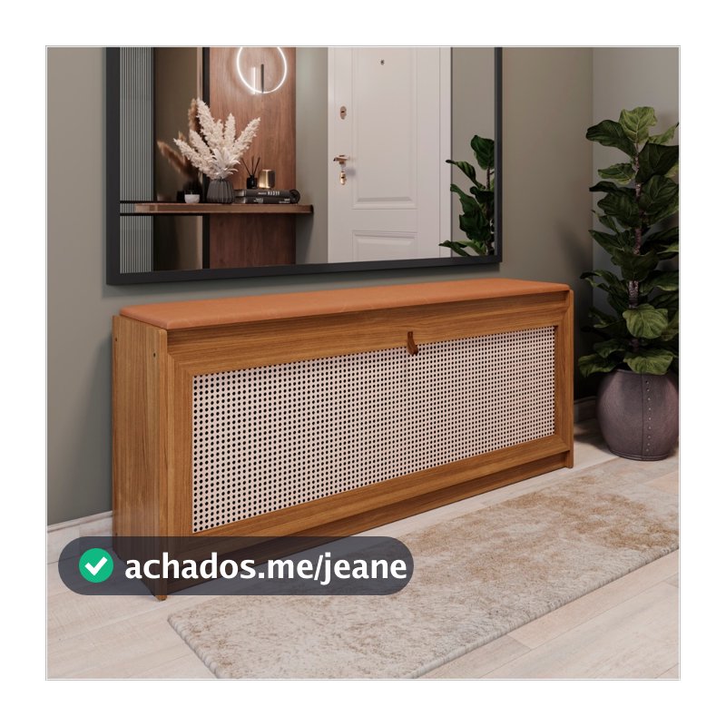 Banco Sapateira 130cm Madeira com Assento Almofadado Corino Organizador para Quarto Ofertamo