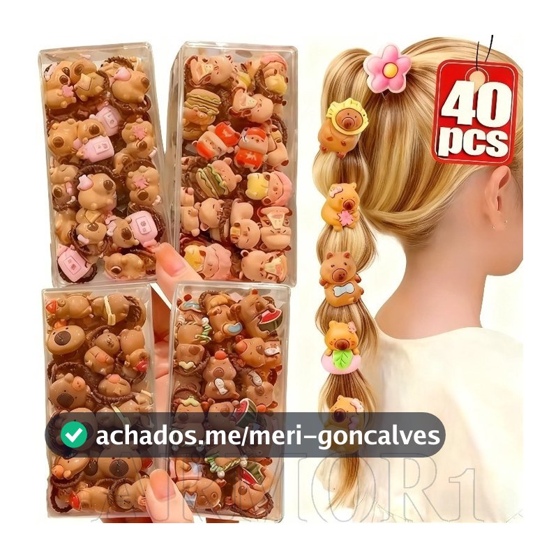 10-40 Unidades De Laços De Cabelo De Capivara Fofos De Desenho Animado-Para Crianças , Uso Diário-Elástico-Cordas Com Pa