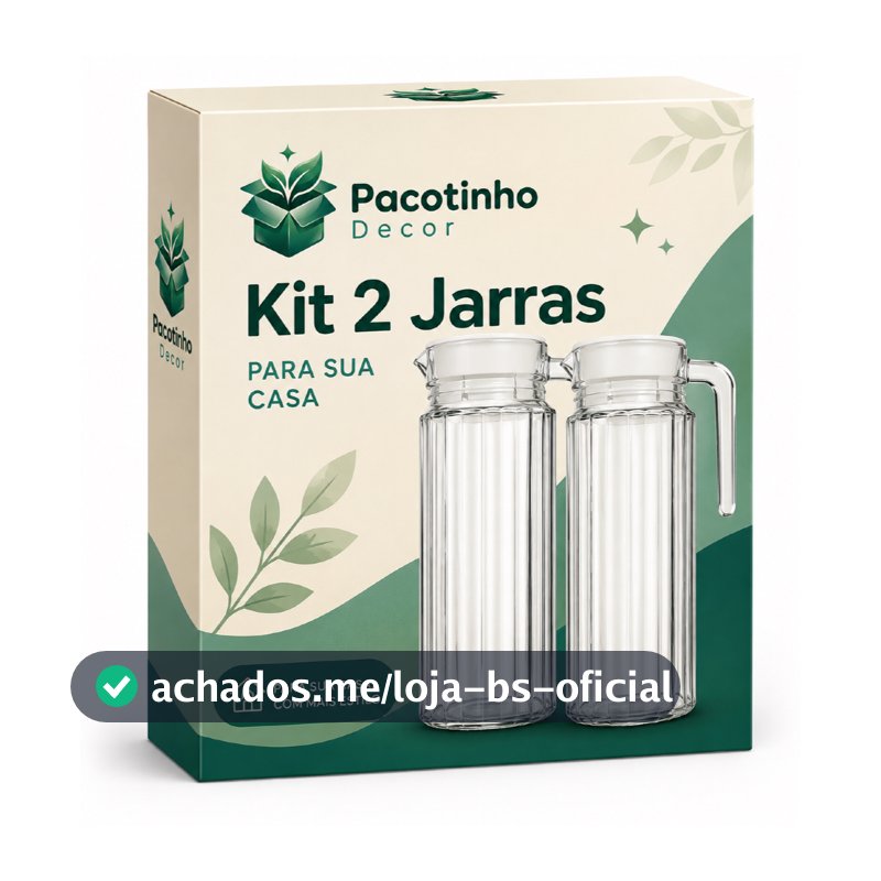 Kit 2 Jarras De Vidro 1 Litro Com Tampa Suco Água Geladeira Transparente