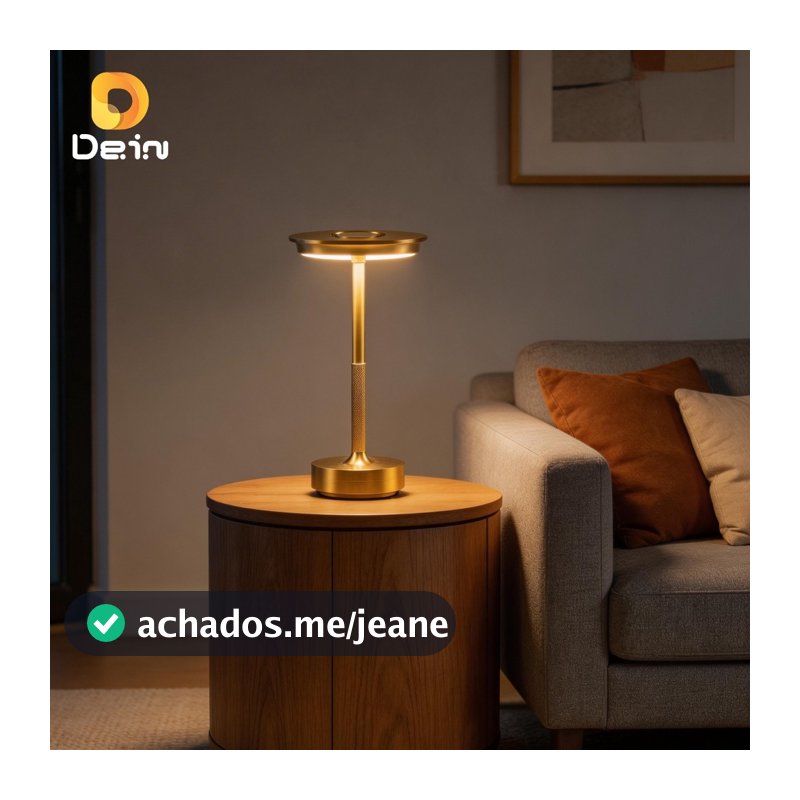 Luminária LED Sem Fio Touch Recarregável 3 Cores de Luz Moderna Minimalista Mesa