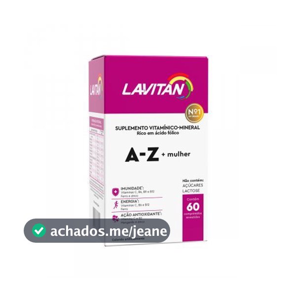 Suplemento Alimentar Lavitan Super Fórmula A-Z +Mulher Com 60 Comprimidos Revestidos