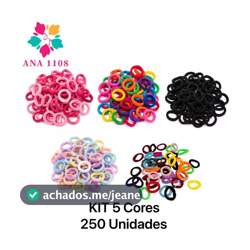 ANA1108 Kit250Unidades Elasticos de Cabelo Tipo Meia Xuxinha Criança Adulto Rabicó