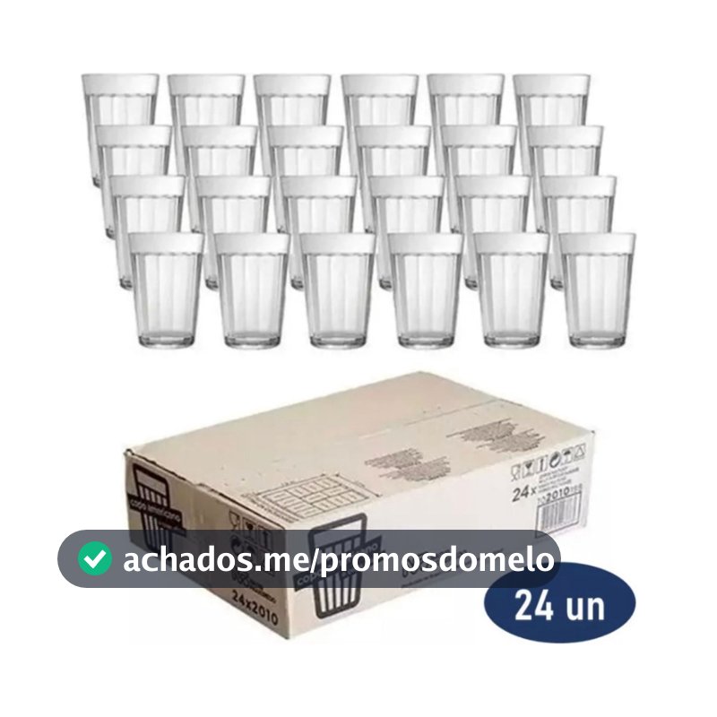 Kit 6/12/24 Copos Americanos 190ml Vidro Nadir Original Café Bar Cerveja Copa do Mundo