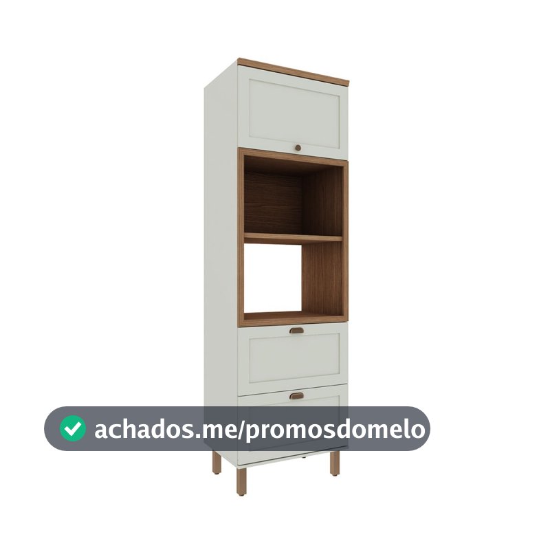 Torre Forn e Micro  Iluminata com 2 prateleiras 1 gavetão e 2 portas provençais 100% MDF