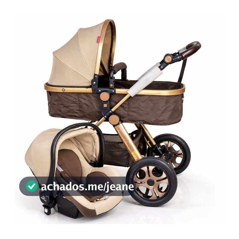 Kit 3 em 1 Carrinho Luxo + Bebê Conforto Selo Inmetro Com Moisés Travel System Passeio Reversível