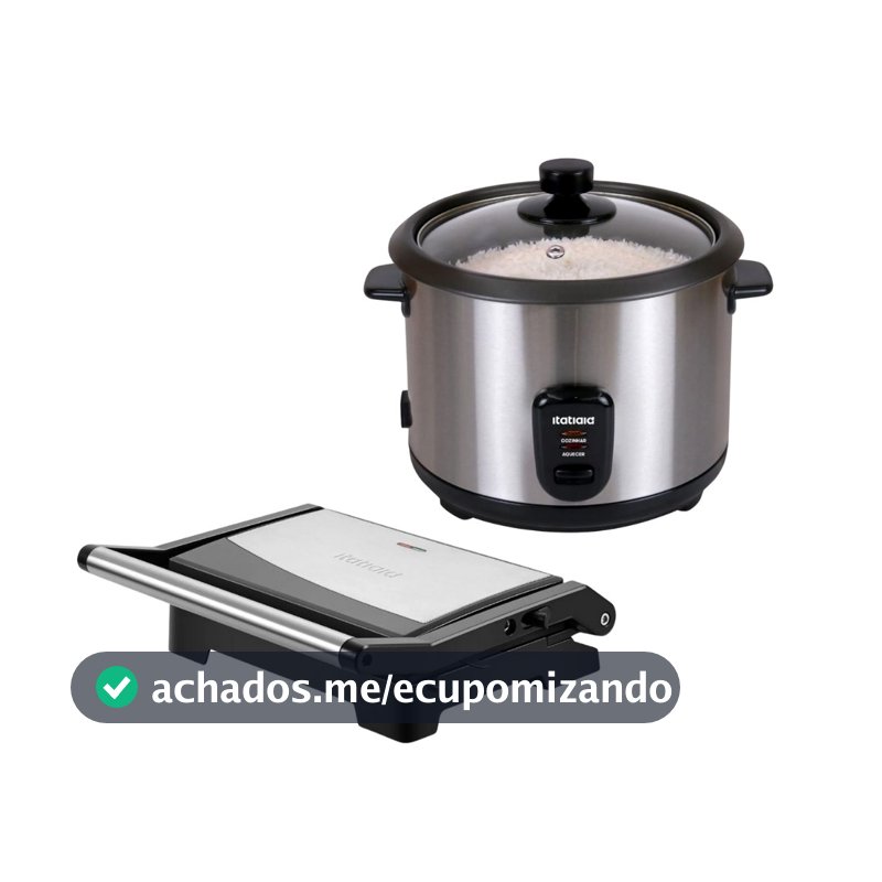 Kit Itatiaia Panela de Arroz 1,5 L Midi e Grill Essencial 1000 W Inox