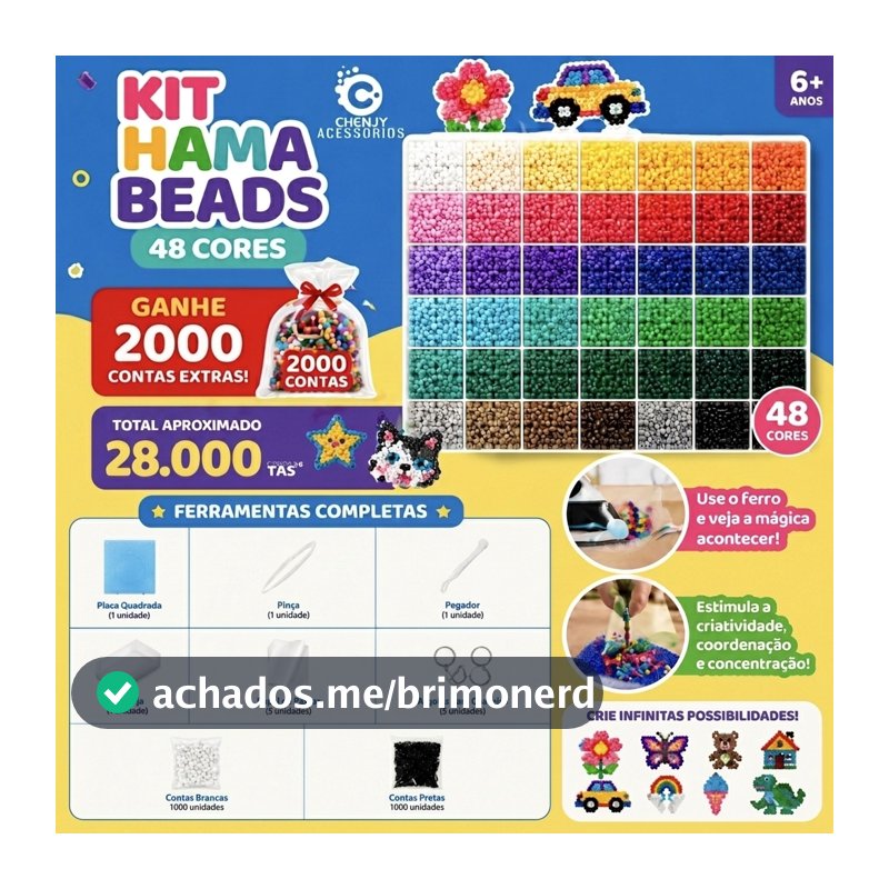 Kit Compreto Com Ferramentas 24-48 cores 2.6mm Perler Hama Beads DIY  Envio Imediato