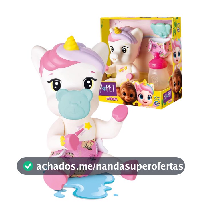 Boneca My Pet Cuidados Unicórnio Faz Xixi com Mamadeira Acessórios Divertoys