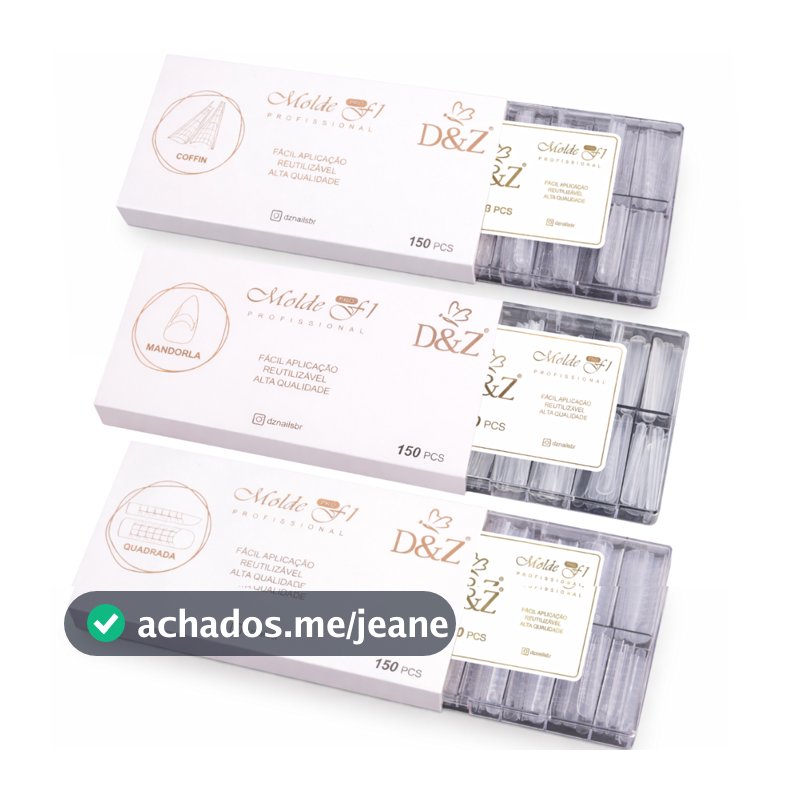 Molde F1 0mm Gringo 150pcs Formato Natural D&Z Profissional Alongamento unha gel
