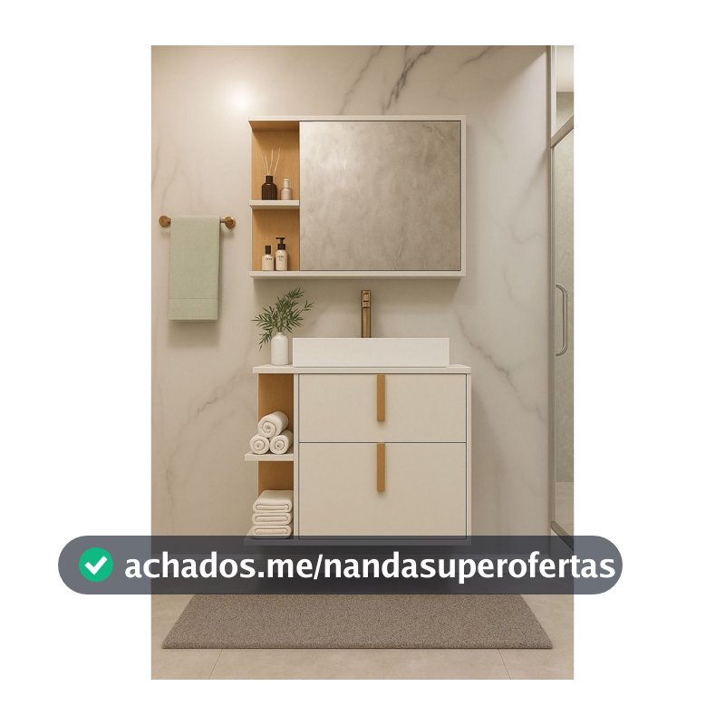 Kit Armário Organizador Gabinete P/ Banheiro Com Espelheira E Cuba Star  Portas Dalla Outlet Plus