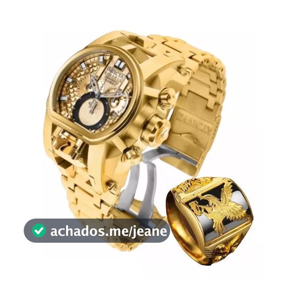 Relógio Dourado Masculino Luxo Pesado + Caixa Lancamento