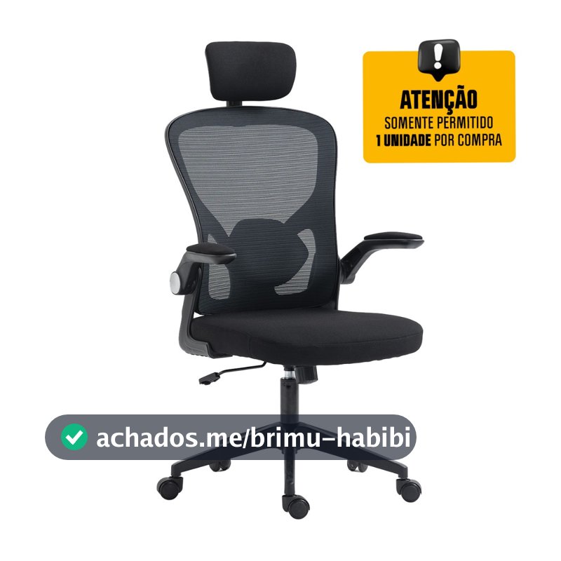 Cadeira Escritório Diretor Giratória Dr.Office, Mesh, Braço Ajustável, Regulagem de Altura, Preta