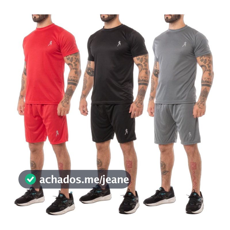 Kit 2 ou 1 Camisetas Masculinas + 2 ou 1 Bermudas Masculinas Academia - Conjunto