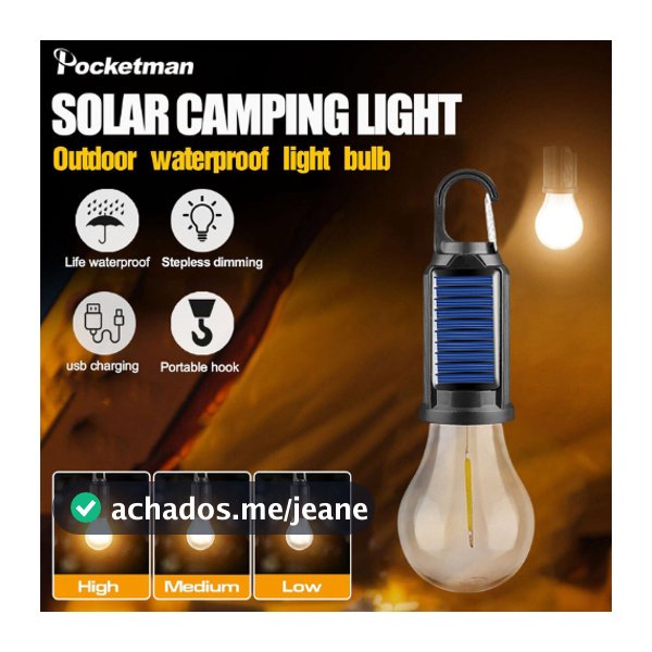 Luz LED Portátil com Gancho USB-C Recarregável – Ideal para Camping, Barracas e Apagões