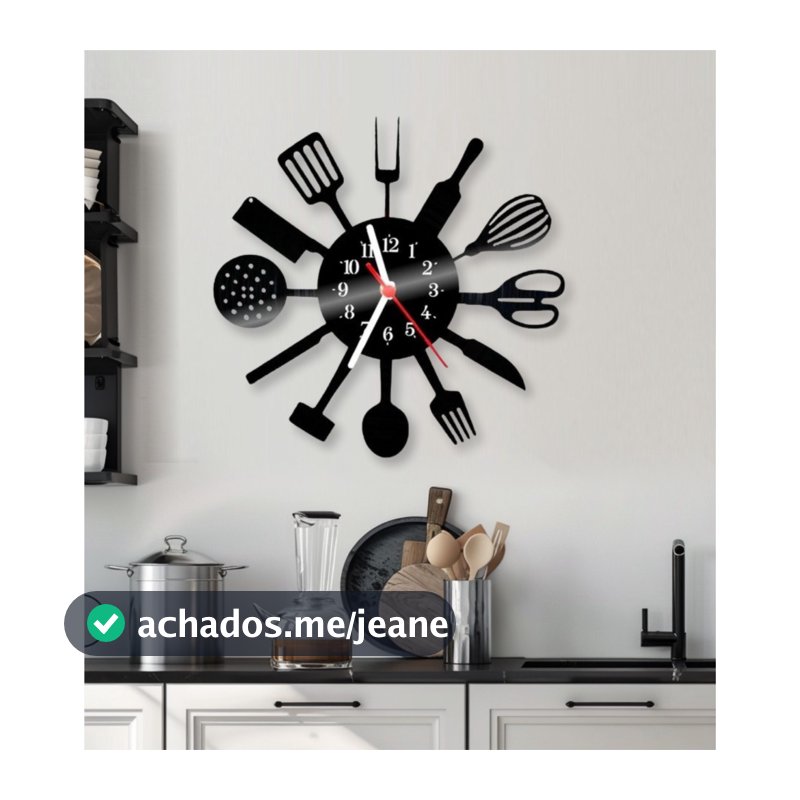 Relógio de Parede Cozinha Disco Decoração Retrô Vintage Utêncilios de cozinha Parede Relógio Grande 3D Black Friday