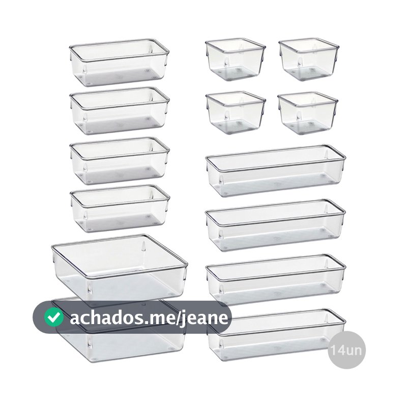 Bandejas Organizadoras de Gavetas Acrílico transparente para Maquiagem, Mesa de Escritório, Banheiro, Quarto, Cozinha, conjunto com 7, 10 e 14 unidades