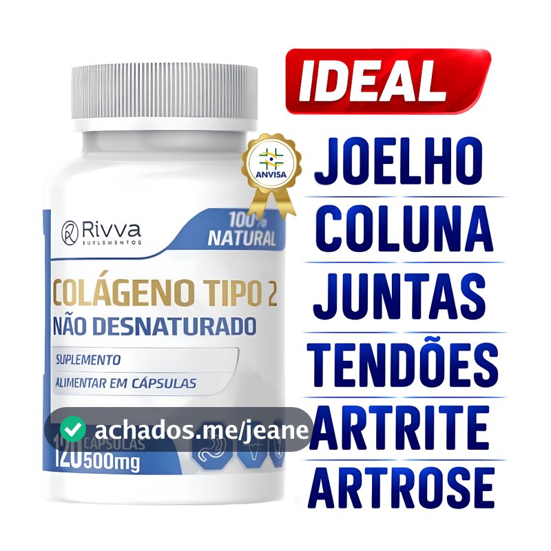Colágeno Tipo 2 Não Desnaturado 120 OU 60 Cápsulas 40mg - Auxilia na Saúde Articular - RYVVA