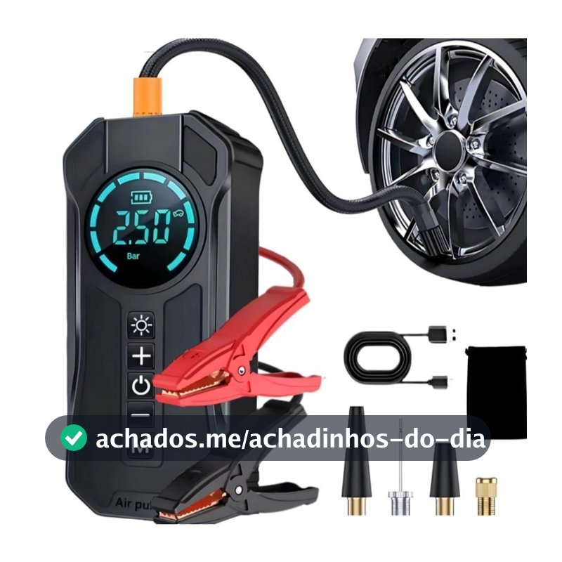 Bomba de Ar Portátil Compressor Inflator Multi-função 4 em 1