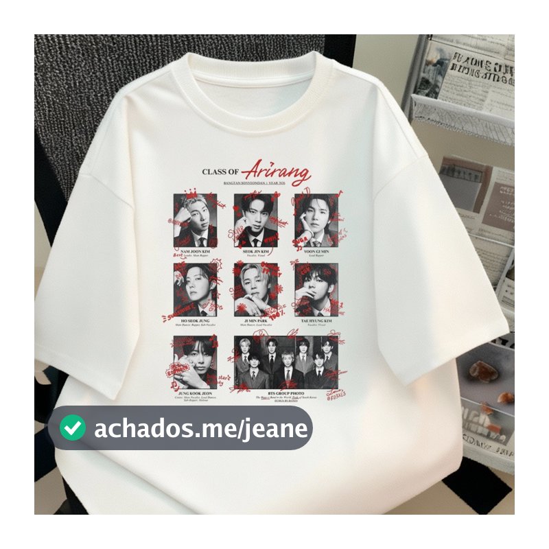 Camiseta BTS premium unissex lançamento Arirang tour 2026 k-pop novo album fãs ediçao limitada