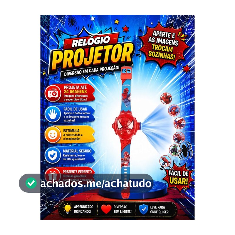 Relógio Infantil Projetor 3D Homem Aranha