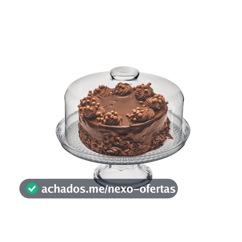 Boleira de Vidro com Pé e Tampa 28cm Vitazza Prato para Bolo, Doces, Sobremesas e Mesa Posta