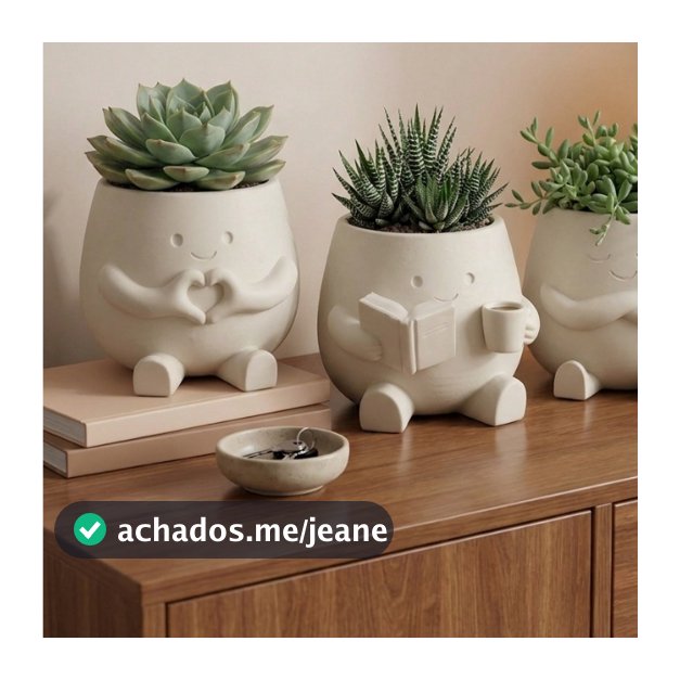 Vaso Vasinho para Suculentas e Cactos Decorativo com Carinha Fofa