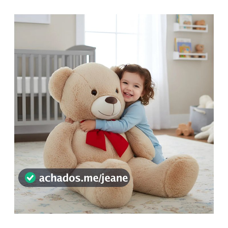Urso de Pelúcia Tamanho Gigante Grande Teddy com Laço Removivel Fofinho Macio Hipoalergênico
