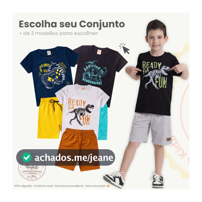 Conjunto Infantil Masculino Verão Camiseta + Bermuda Roupa Criança Estampado Barato Tamanho 1 ao 14 anos.