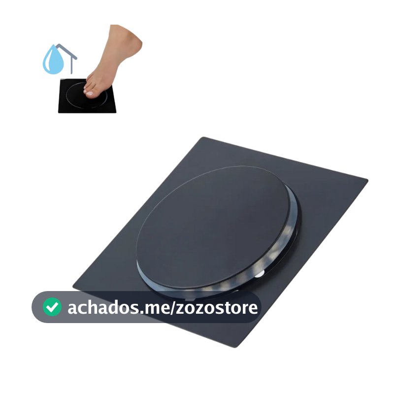 RALO CLICK 15X15 INTELIGENTE PRETO QUADRADO PARA BANHEIRO LAVABO EM AÇO INOX 304 BLACK MATTE