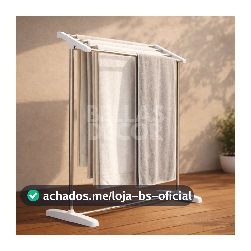 Varal de Chão em Ferro com 5 Barras, Estrutura Estável e Pés em Plástico Resistente