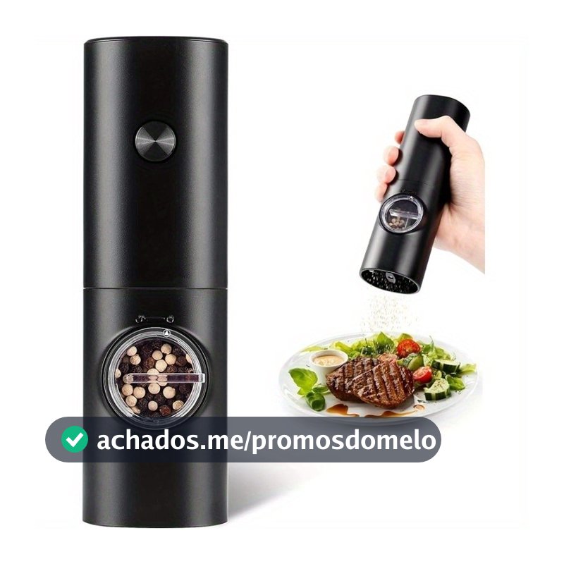 Moedor Elétrico De Sal Pimenta Temperos Condimentos Automático Com Ajuste de Moagem