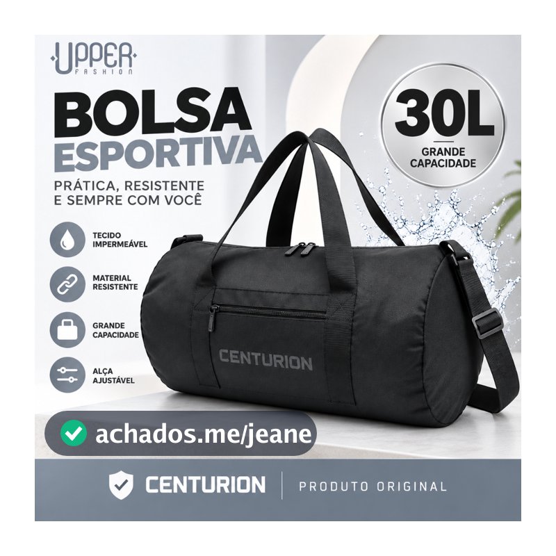 Bolsa Mala Esportiva Academia Transversal Masculino Feminina Reforçada Multifuncional Viagem Treino 30 Litros Centurion