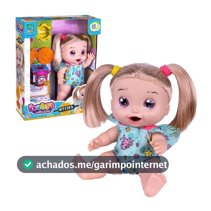Boneca Baby Papinha Alive Kitchen Come e Faz Caquinha C/ Fraldinha Menina - Super Toys