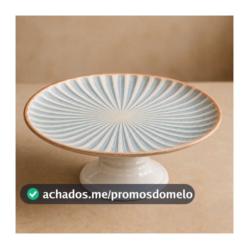 Boleira De Cerâmica Decorativa Em Listas Para Bolos E Doces