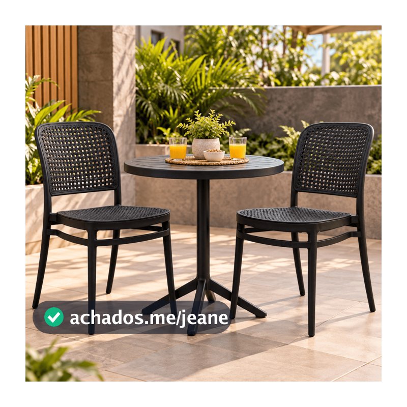 Kit 2 Cadeiras Rattan em Polipropileno MasterChair | Design Arabesco | Empilhável | 120kg