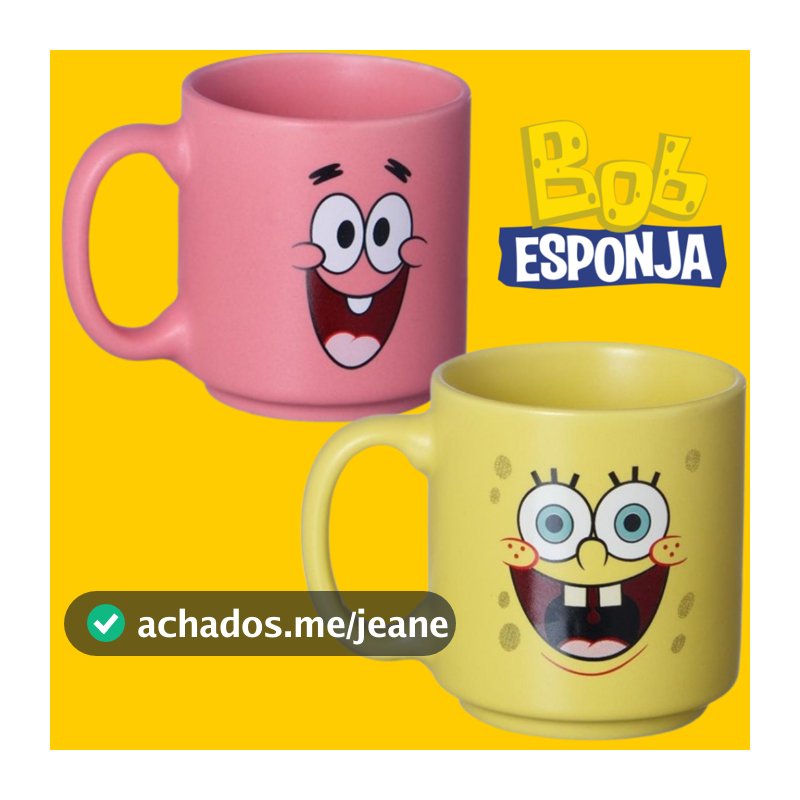 Kit Canecas Mini Tina Bob Esponja - Canecas Empilháveis Bob Esponja e Patrick - Zona Criativa
